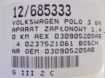 APARÁT ZAPALOVACÍ SEAT VW 030905205AB