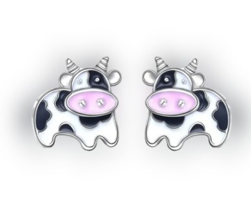 Серьги-коровы Серебряные шпильки в виде коровы Симпатичная корова