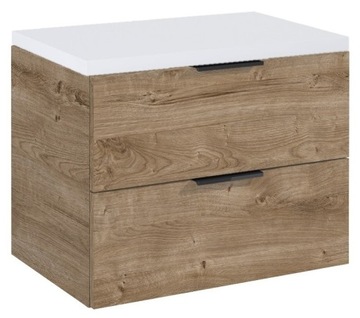 SZAFKA ŁAZIENKOWA DĄB CANELA WISZĄCA Z BLATEM BIAŁY FRAME 60 CM