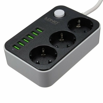 УДЛИНИТЕЛЬ ПИТАНИЯ 3 РАЗЪЕМА + 6 USB