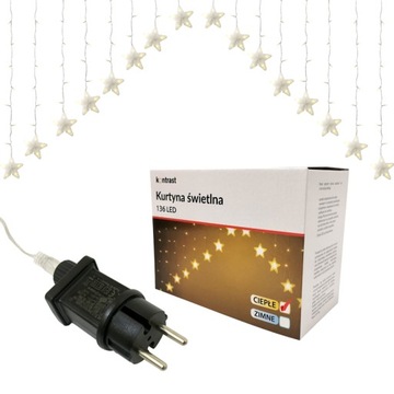 KURTYNA ŚWIETLNA GIRLANDA LAMPKI WISZĄCE 136 LED