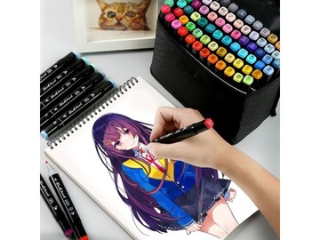 МАРКЕРЫ, ТРИПСЫ, АЛКОГОЛЬНЫЕ РУЧКИ, ДВУХСТОРОННИЕ, ПРОФЕССИОНАЛЬНЫЙ НАБОР 80х80ШТ + СУМКА