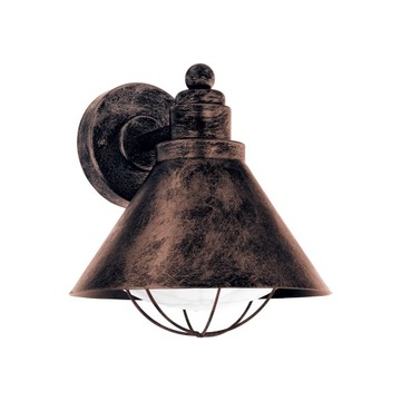Kinkiet ogrodowy, zewnętrzna lampa ścienna, Eglo miedziana, loft, vintage