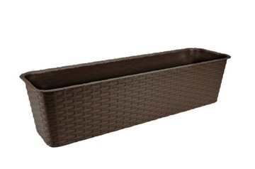 Doniczka korytko balkonowe skrzynka na kwiaty rattan 60 cm brąz