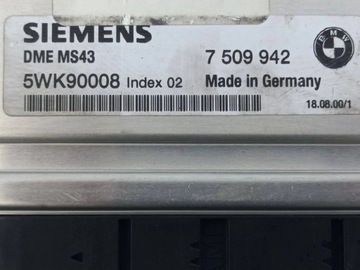BMW 3 5 E39 E46 3.0 ŘÍZENÍ JEDNOTKA MOTORU 7509942