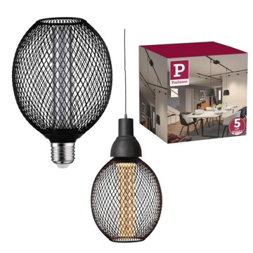 ŻARÓWKA LED Dekoracyjna Metalowa Siateczka Czarna Osłona Glow E27 PL29087