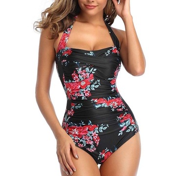 Damski jednoczęściowy strój kąpielowy bikini z usztywnianymi miseczkami