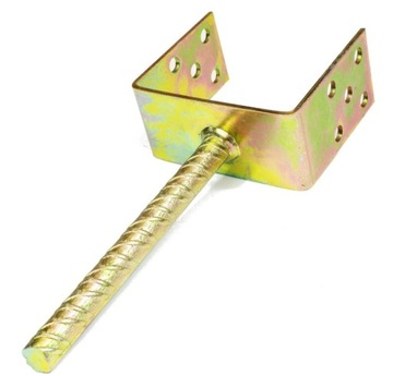 KOTWA UP140mm 4mm PODSTAWA SŁUPA WSPORNIK NA PRĘCIE DO WMUROWANIA ZŁOTY