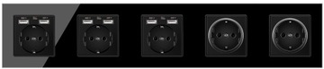 PIĘCIOKROTNIE GNIAZDO 5X GNIAZDKO SZKLANE + 6X USB