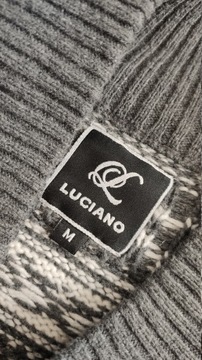 LUCIANO Wzorzysty SWETER PULLOVER z domieszką wełny M