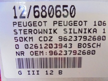 JEDNOTKA 0261203943 9623792680 PEUGEOT CITROEN 1.0