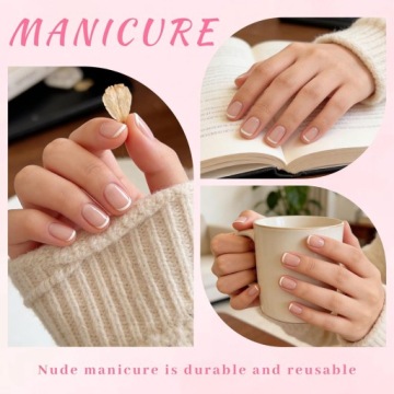 Press On Nails, 24 коротких квадратных искусственных ногтя для приклеивания,
