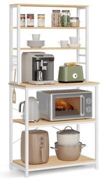 Skandynawska solidna szafka kuchenna regał biały blat dąb MDF 6 x półka