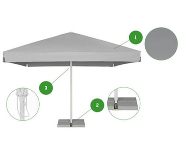 Parasol Ogrodowy 4x4m Barbados Kwadrat Szary