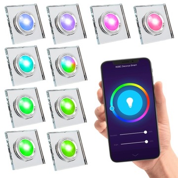 10x ŻARÓWKA GU10 LED RGBW 4W+RAMKA NA PODBITKĘ