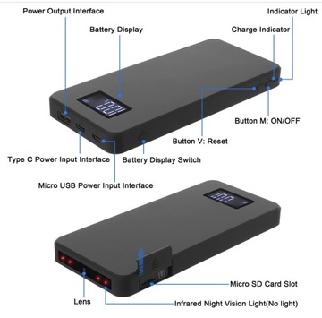 КАМЕРА БЕЗОПАСНОСТИ МИНИ-КАМЕРА POWERBANK IGZYZ E8060 FULL HD 1920 X 1080