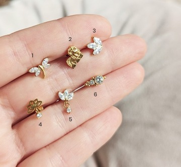 СЕРЬГИ LABRET СТРЕКОЗА ЗОЛОТАЯ ХЕЛИКС ТИТАН ЦИРКОНИЙ 1.2/7