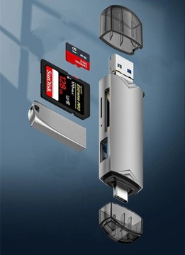 Устройство чтения карт Bounn USB2.0 + Micro USB2.0 + TypeC3.0 + USB3.0 TypeB