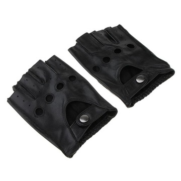 2x Męskie rękawiczki rowerowe bez palców w stylu retro, skórzane, PU, XL, czarne
