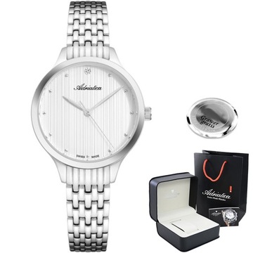 Szwajcarski zegarek damski Adriatica srebrna bransoleta - pudełko + GRAWER