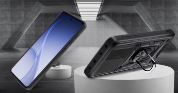 Чехол для Oppo Reno 15 F / Reno 15 FS 5G + 2x CASE RING GLASS PANCER BLACK