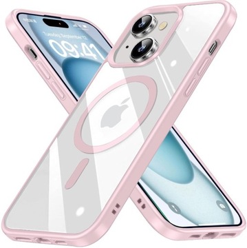 ETUI MAGNETYCZNE CASE DO MAGSAFE MOCNE PRZEZROCZYSTE DO IPHONE 15 6.1 PINK
