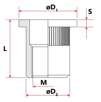 Заклепка-гайка с накаткой с буртиком М8 100 шт.
