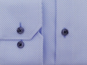 Błękitna koszula męska w splot w kratkę LIMITED 441 176-182 / 45-Regular