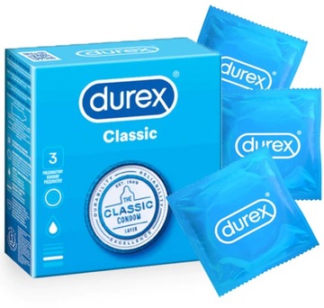 PREZERWATYWY DUREX CLASSIC KLASYCZNE NAWILIŻ 3 SZTUKI