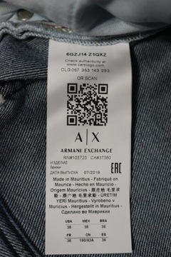 Armani Exchange spodnie SLIM rozm 36-32 pas 96 cm