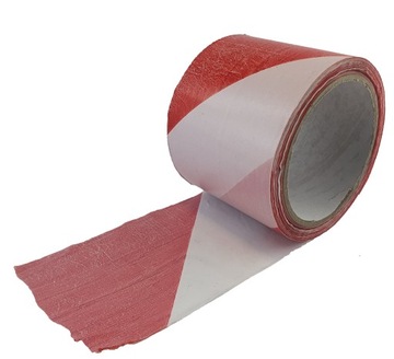 Taśma ostrzegawcza biało-czerwona 8cm 100mb