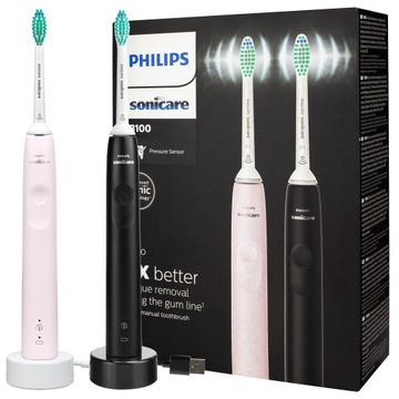 2x SZCZOTECZKA SONICZNA PHILIPS SONICARE HX3675/15 DWUPAK RÓŻOWA I CZARNA