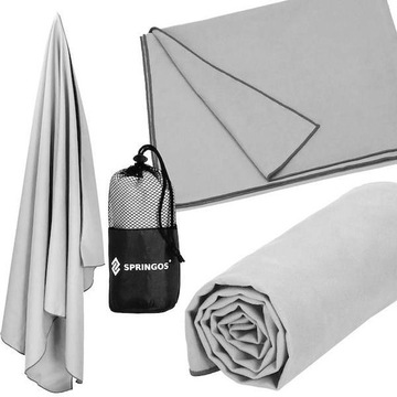Ręcznik plażowy szybkoschnący 40x80 cm z mikrofibry szary SPRINGOS