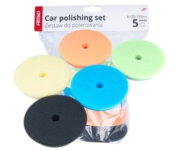 Zestaw gąbek do polerowania gąbki polerskie 5 szt 125 mm/ 150 mm AMIO-03709