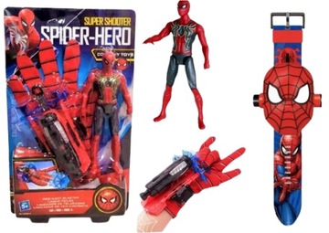 SPIDER MAN RĘKAWICA Z WYRZUTNIĄ FIGURKA ZEGAREK 3D