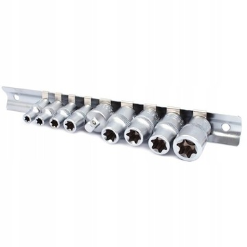 ZESTAW Klucze nasadowe TORX 9 szt. 1/4' i 3/8' bit
