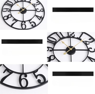 Duży zegar ścienny w stylu vintage Metalowy czarny 40 cm