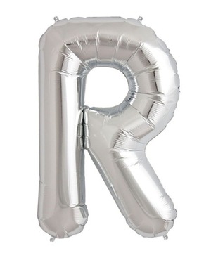 SREBRNY BALON W KSZTAŁCIE LITERY 40 CM LITERA R