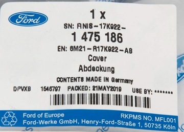 КРЫШКА БУКСИРОВОЧНОГО КРЮКА ЗАДНЯЯ S-MAX 06-15