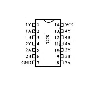 74LS28 IC: 4x 2-входовых вентиля ИЛИ-НЕ