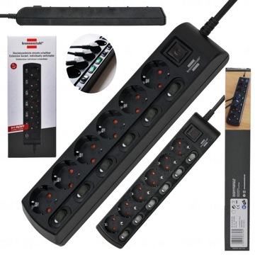 LISTWA ZASILAJĄCA PRZEDŁUŻACZ 2M 6 GNIAZD OSOBNE INDYWIDUALNE WYŁĄCZNIKI