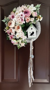 Весенний венок на дверь, нежный, летняя кормушка для цветов, 40 см