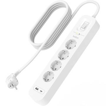Belkin - Listwa antyprzepięciowa 525J, USB-C PD / USB-A / 4x AC EU Schuko