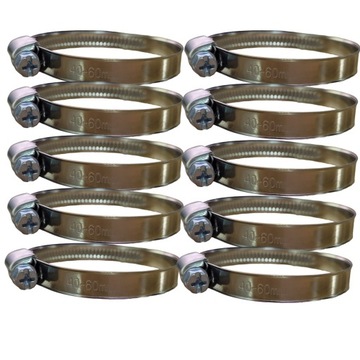 10x OPASKI ślimakowe CYBANTY ZACISKI metalowe ZACISKOWE SKRĘCANE 40-60mm