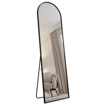 Lustro Stojące Półowalne w Czarnej Aluminiowej Ramie 170X50