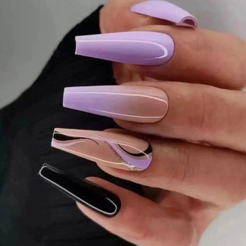 Nails Company гибкие типсы для ногтей бесцветные COFFIN, набор 240 шт.