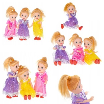 Zestaw małych lalek lalki laleczki do domku dla lalek komplet 3 sztuk