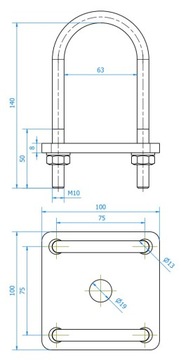 Пружинный хомут, пружинный монтаж диаметром 60 мм M10