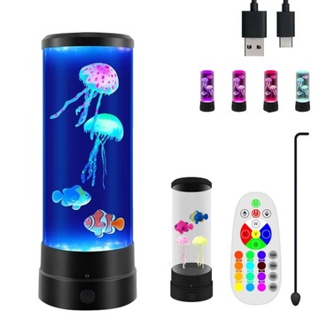 LAMPA LED JELLYFISH LAWOWA RGB DEKORACJA AKWARIUM NASTROJOWE ŚWIATŁO PILOT