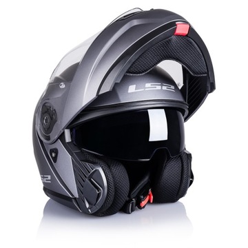 LS2 KASK MOTOCYKLOWY SZCZĘKOWY Z BLENDĄ FF908 STROBE II SOLID MAT TITAN L